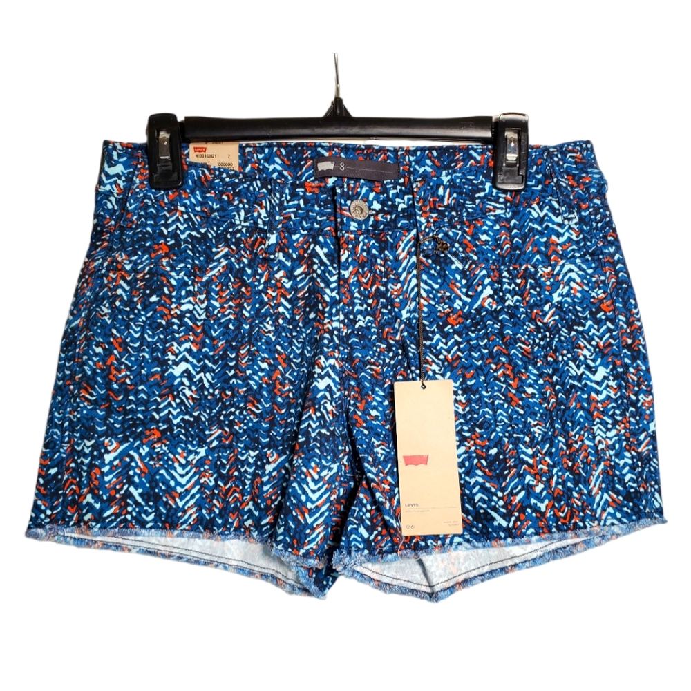 Levi's Jean Shorts Cutoff Distressed Multi Color Abstract Chevron Women